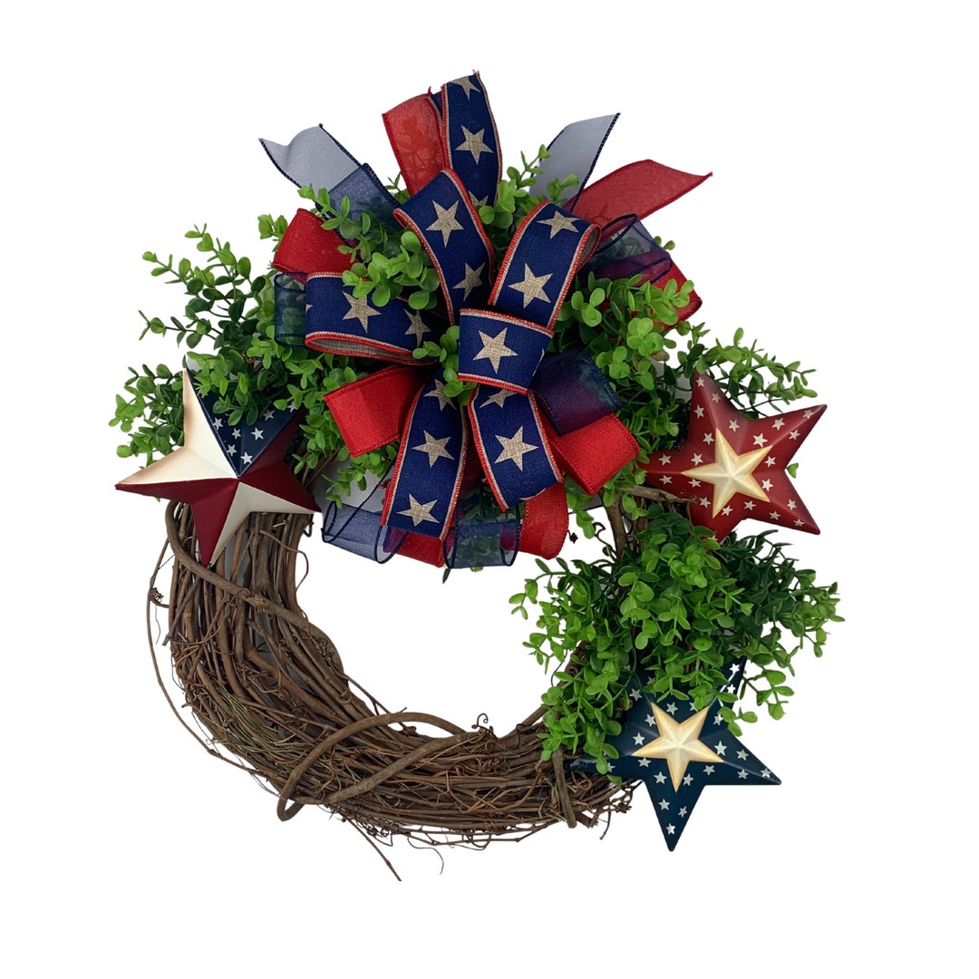 Americana Stars Door Hanger, Patriotic Star Wreath, Patriotic Front ...