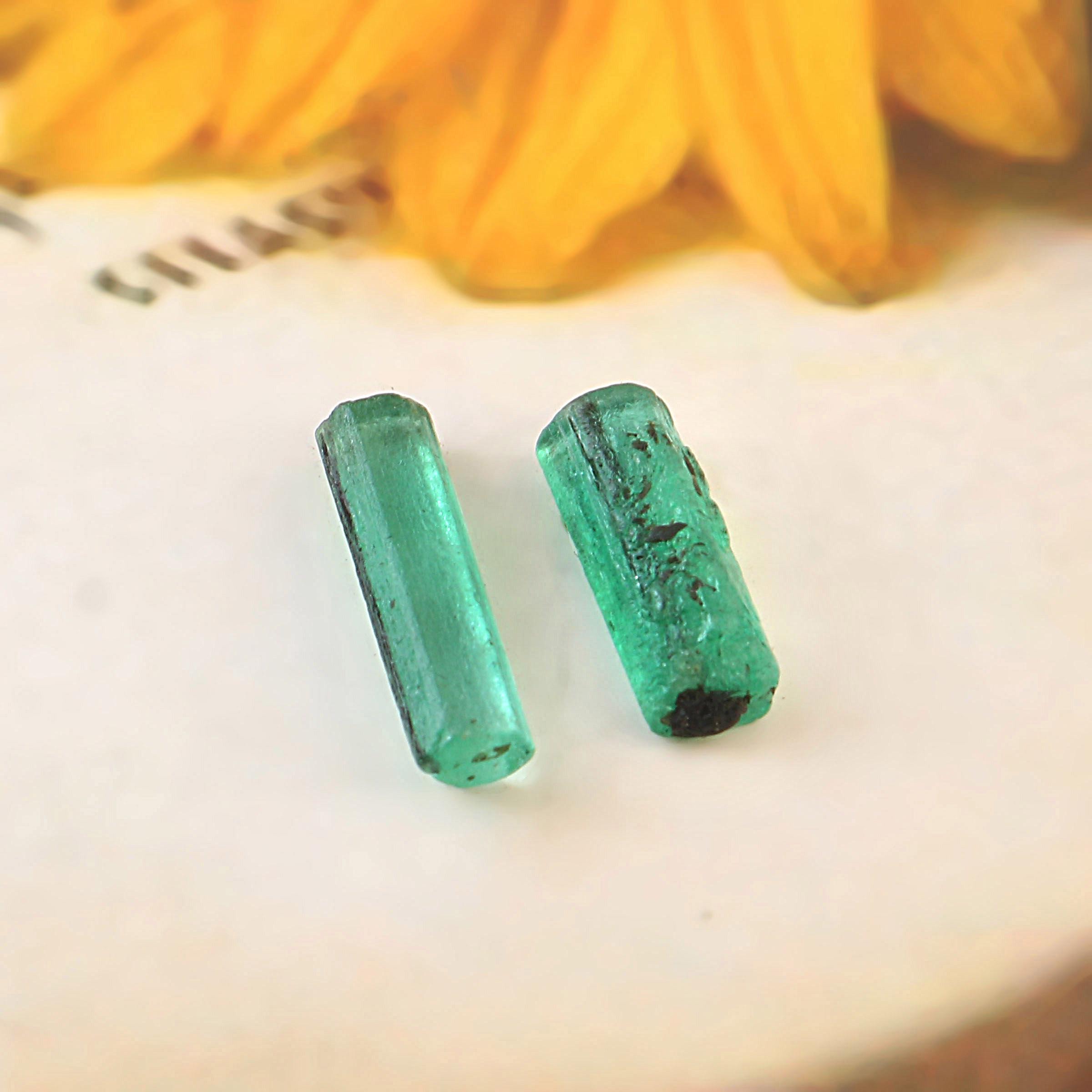AAA Grade Zambian Emerald Rough 2 Pieces Lot, Emerald Crystal, Untreated Emerald Stones, Emerald Gemstone, Emerald Mineral, Healing Emerald.