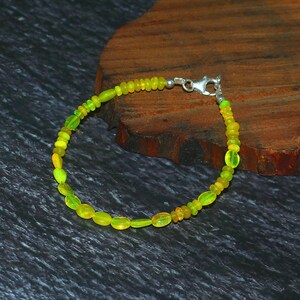 Beautiful Ethiopia Yellow Fire Opal Beads Bracelet, Natural Opal Nugget Bracelet, 925 Silver Dainty Bracelet, Anniversary Gift Birthday Gift