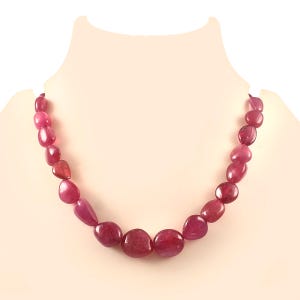 Beautiful Ruby Necklace, Ruby Gemstone Beaded Necklace, Charm Necklace Silver Ruby Bead Necklace Anniversary Gift Birthday Gift Wedding Gift
