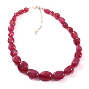 Stunning Ruby Necklace, Ruby Gemstone, Beaded Necklace, Charm Necklace Silver Ruby Bead Necklace Anniversary Gift Birthday Gift Wedding Gift