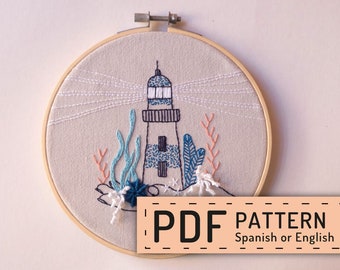 Download flowerpot embroidery, hand embroidery PDF, dark red flowerpot, embroidery pattern pdf, hoop art DIY, spanish n english