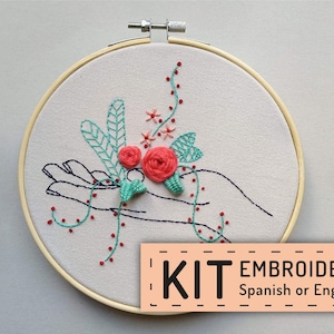 Hand embroidery kit DIY hoop art DIY wall decor spanish image 1