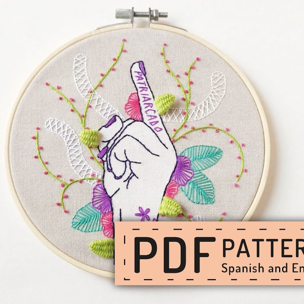 Descarga PDF bordado feminista, fuck patriarcado, lucha feminista, pattern español n english, Hand embroidery PDF, regalo para decoración