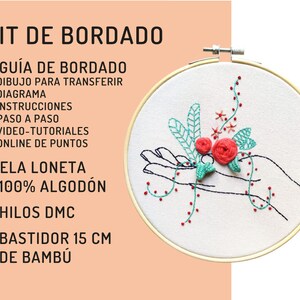 Hand embroidery kit DIY hoop art DIY wall decor spanish image 8