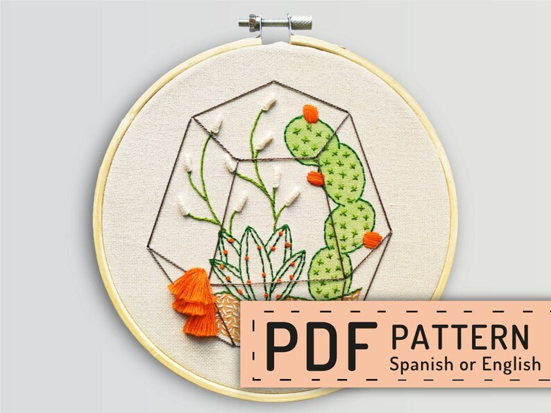 Download cactus embroidery hand embroidery PDF cactus image 1