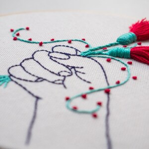 Hand embroidery pattern PDF, hoop art DIY, english directions, wall decor, free online stitch tutorial, red flower design, ramo flores rojas image 5