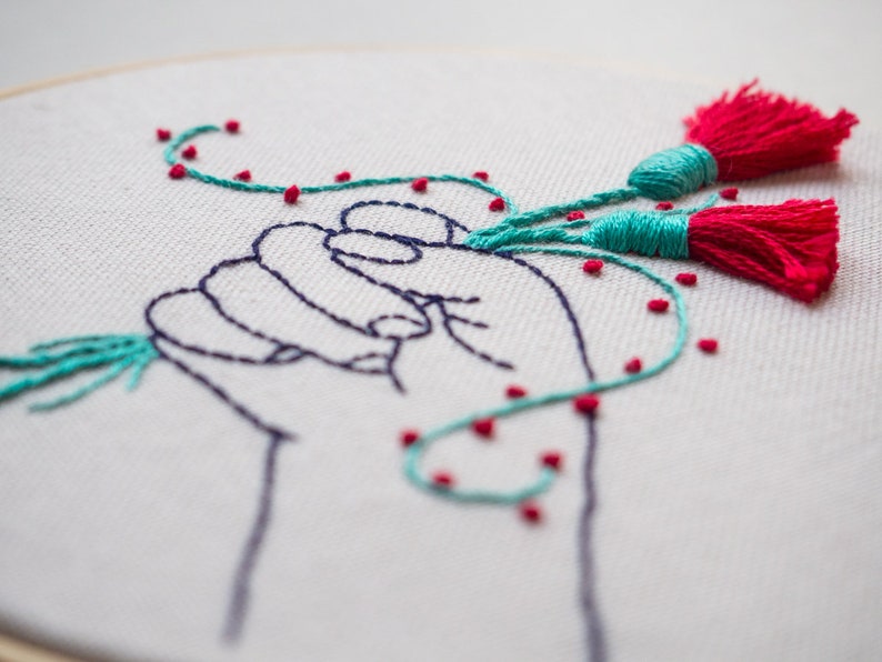 Hand embroidery pattern PDF, hoop art DIY, english directions, wall decor, free online stitch tutorial, red flower design, ramo flores rojas image 5