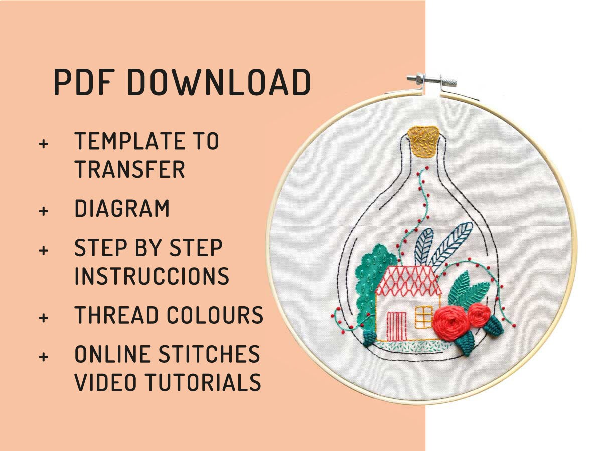 Hand Embroidery Pattern PDF, Digital Download, Hoop Art DIY, Spanish N ...