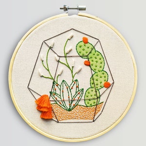 Download cactus embroidery, hand embroidery PDF, cactus terrarium, embroidery pattern, hoop art DIY woman, spanish directions, hand floral image 8