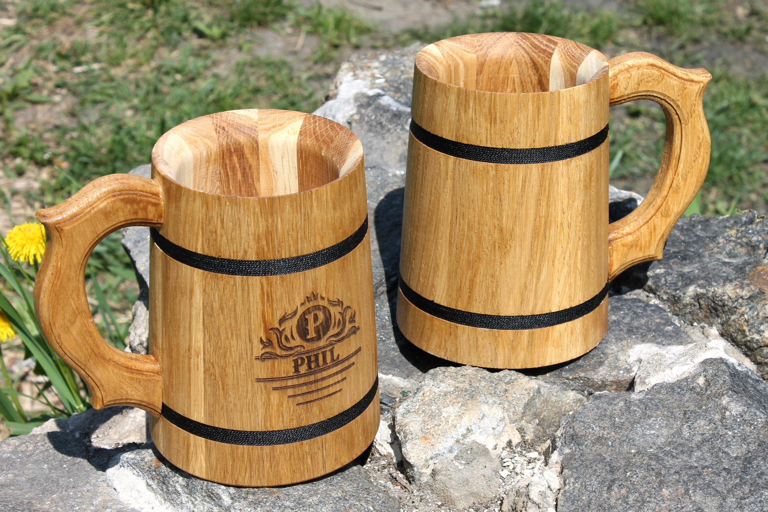 Set of 6 wooden beer mugs Groomsmen gift Tankard Wooden Etsy