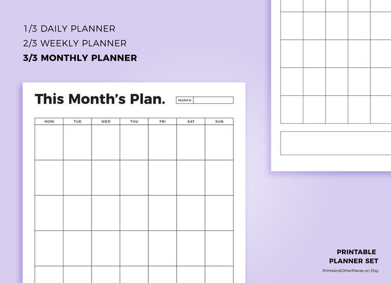 Daily Weekly Monthly Printable Planner Set Instant - Etsy