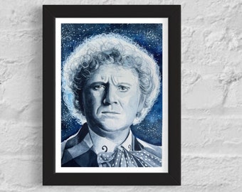 The sixth doctor, Colin Baker, Doctor Who, original watercolour portrait.