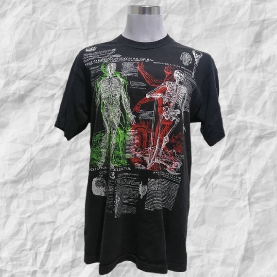 Vintage 1989 Gear Human Anatomy Full Print Art Tee