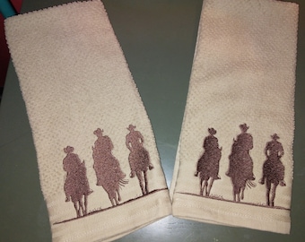 Western Cowboy's Kitchen Towels, Rustic, Horse