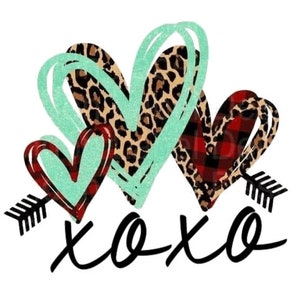 Pronto para prensar, transferências por sublimação, camisa DIY, sublimação, transferências prontas para prensar, designs de transferência de calor, XOXO, Leopardo, Dia dos Namorados