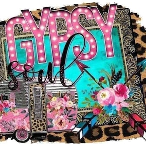 Listo para prensar, Traslados de sublimación, Camisa diy, sublimación, traslados listos para prensa, diseños de transferencia de calor, alma gitana, leopardo, boho