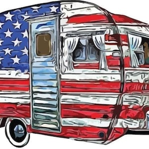 Ready to Press, Sublimation Transfers, DIY Shirt, Sublimation, Transfers Ready To Press, Heat Transfer Designs, Patriotic Camper, Camping