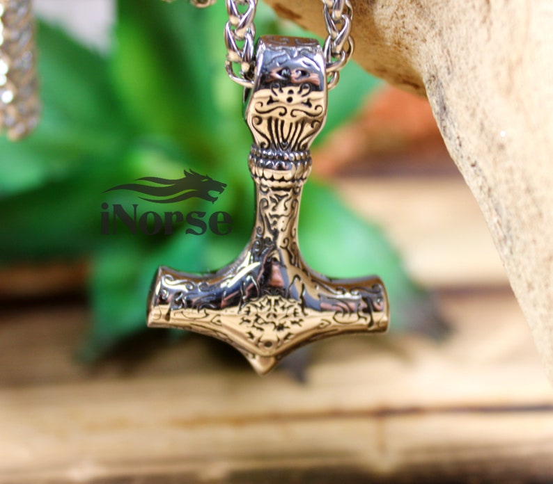 Mjolnir Fenrir Viking Necklace Norse Jewelry Mjolnir Etsy