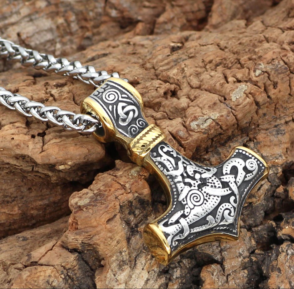 Hammer of Thor Viking Necklace - Mjolnir  - Stainless Steel | Norse A…