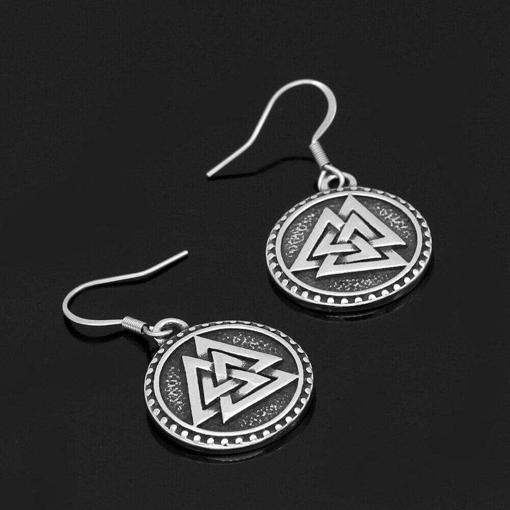 Stainless Steel Symbol of Norse Valknut Vintage Amulet Stud Earrings Jewelry Gifts for Women Girls Teens
