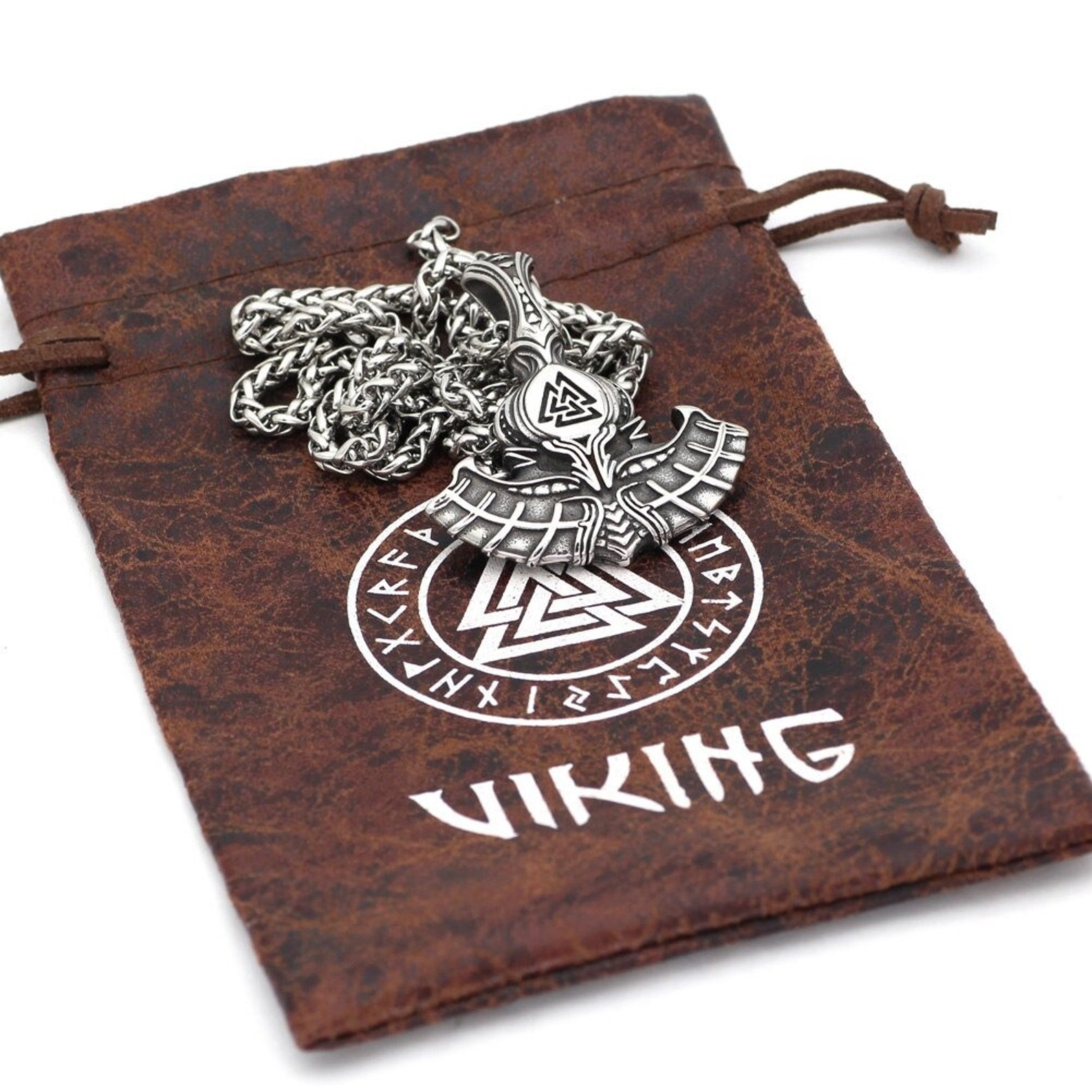 Odin's Ravens Valknut Viking Necklace Hugin & Munin - Etsy