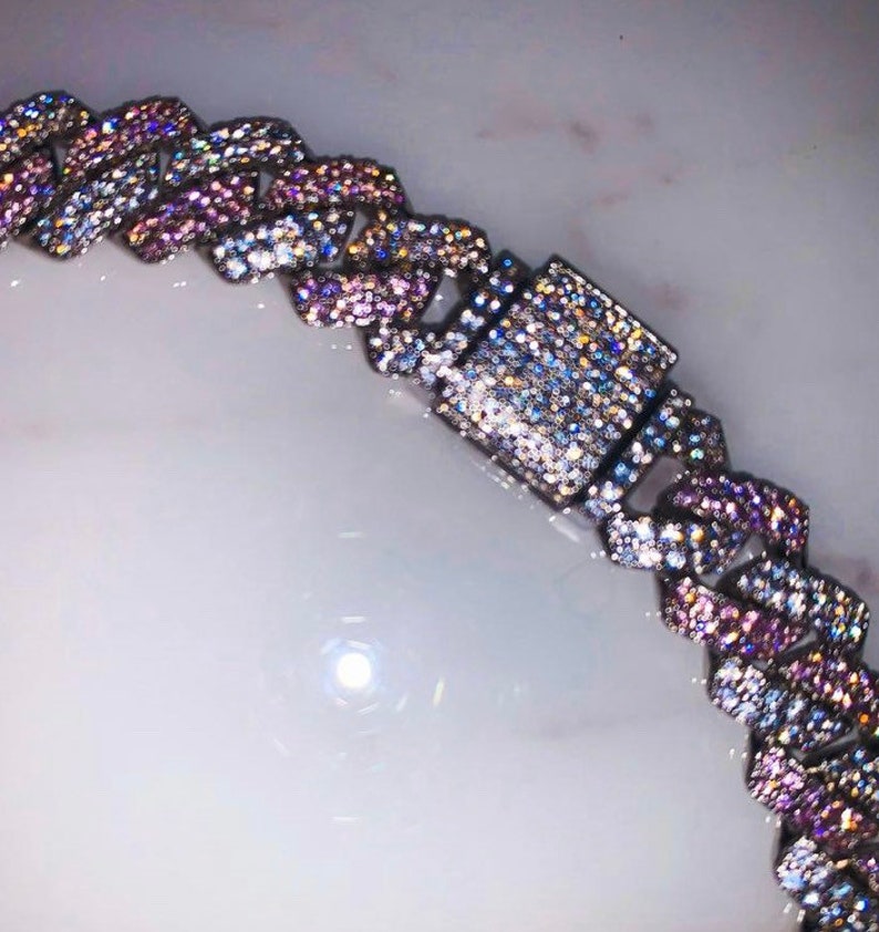 13mm Pink Cuban Chain Pink Necklace Pink Bling Women Etsy