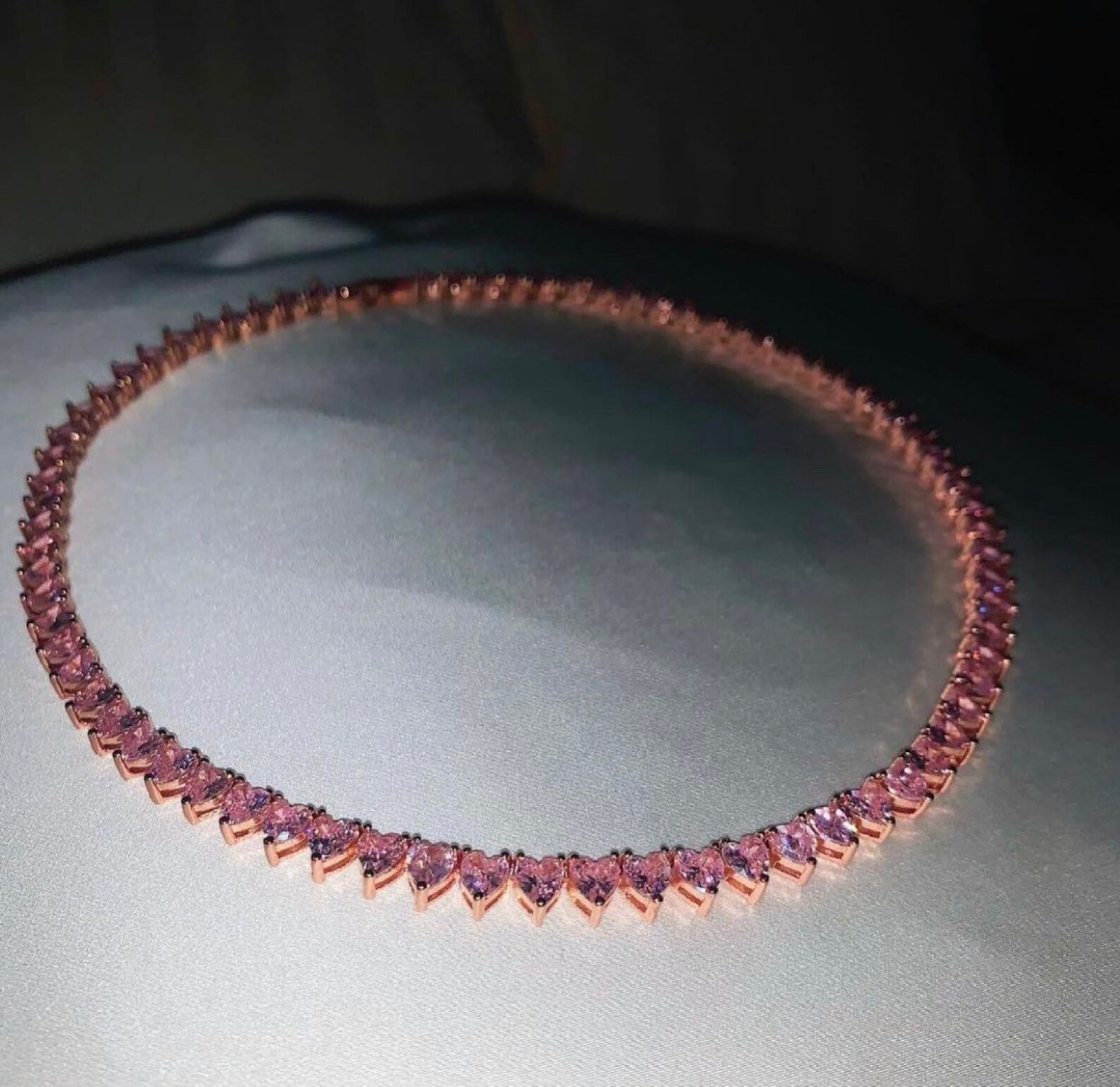 Tennis Heart Necklace Heart Tennis Choker Icy Heart Etsy