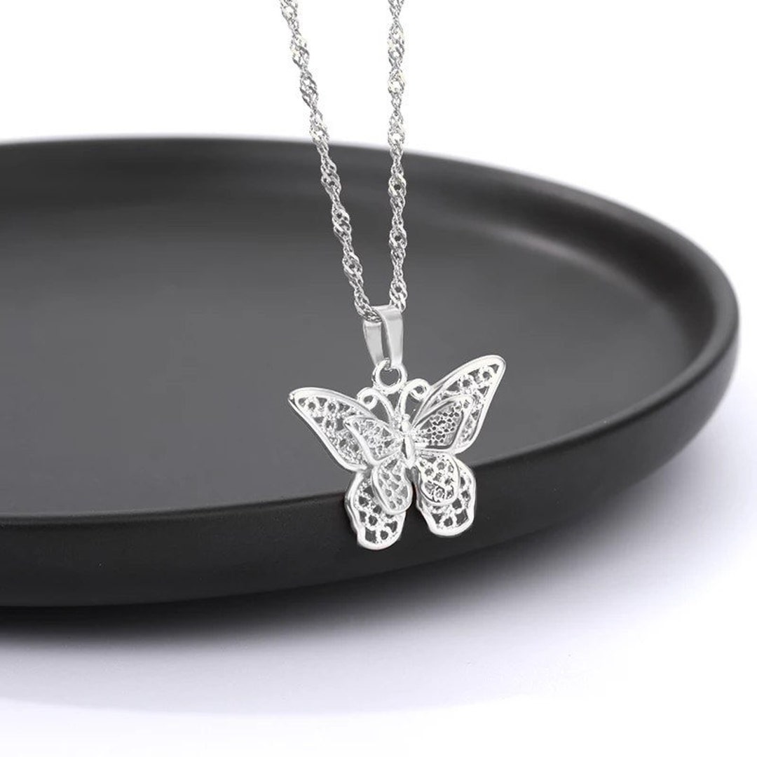 Silver Plated Butterfly Necklaces Butterfly Pendant Necklace - Etsy