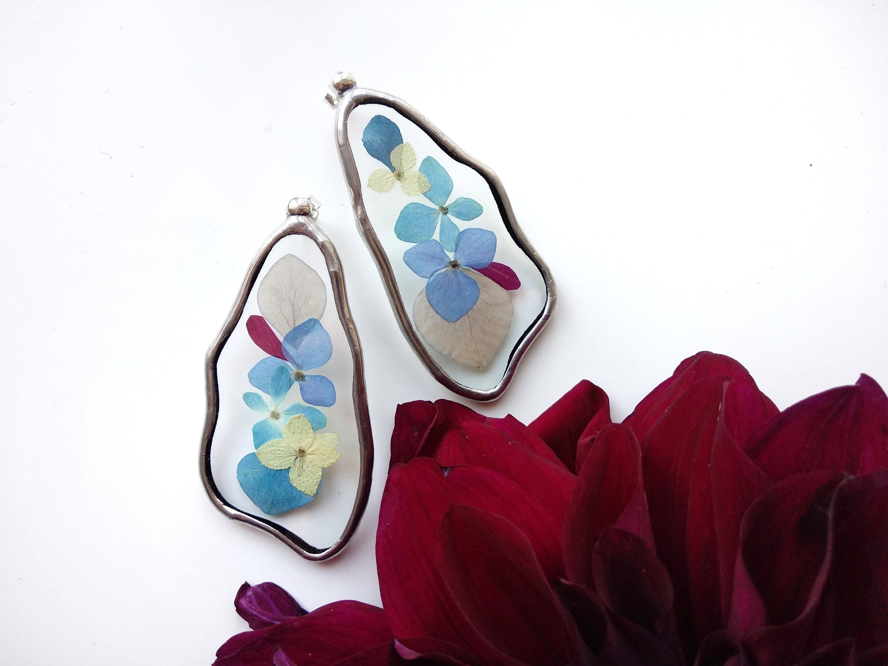 Elegant Stained Glass Statement Earrings Terrarium Jewelry Etsy UK