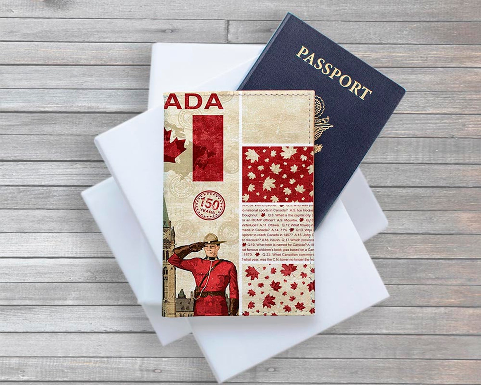 Passport cover Canada Leather Passport case Maple Nation Sign Etsy