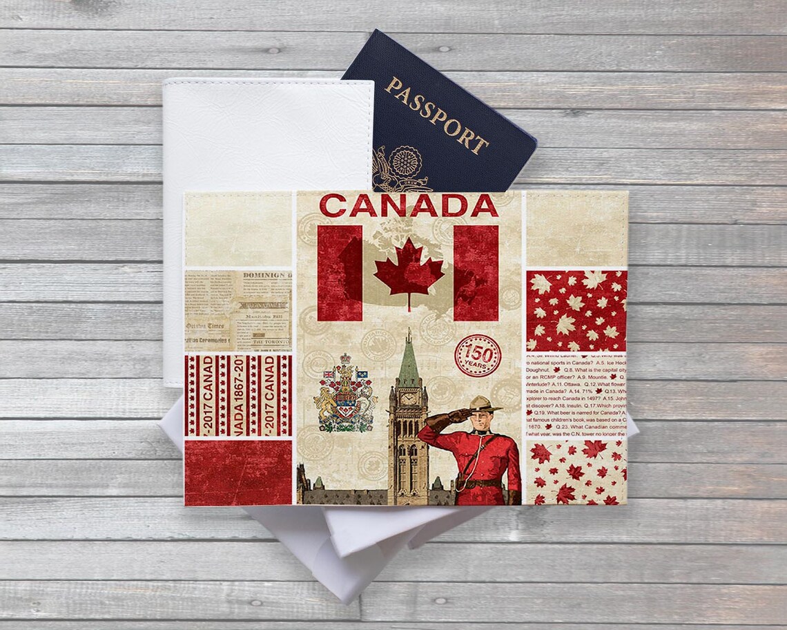 Passport cover Canada Leather Passport case Maple Nation Sign Etsy