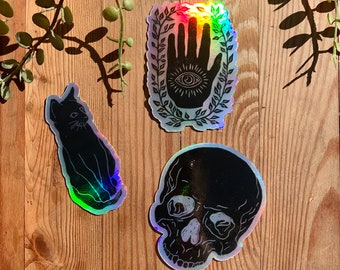 Witchy Stickers // Halloween Gothic Sticker Pack // Holographic Stickers