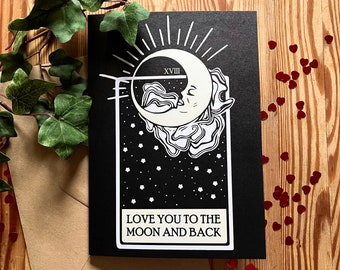 Mond Tarot Valentinstag Karte // Recycelt, umweltfreundlich // Ich liebe dich bis zum Mond und zurück