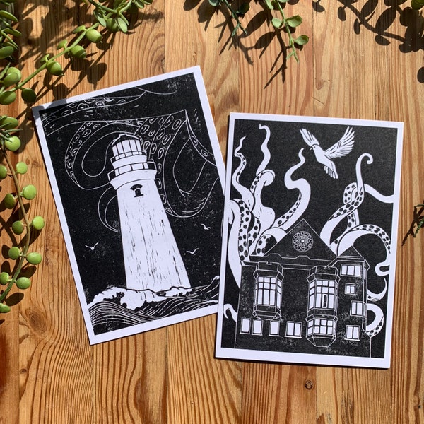 The OA // The Lighthouse // Tv Show Art on Recycled Paper // Handprinted Designs // Digitally Printed Onto Recycled Card / Gift Idea