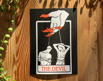 The Devil Tarot Card Art Print // Gothic Art // Digitally Printed on Recycled Paper // Gift Idea