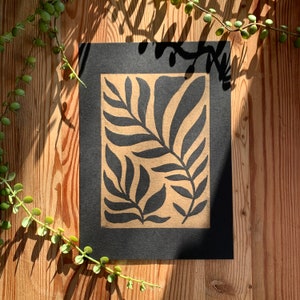 Gold Leaf Pattern // Handprinted Art // Recycled Paper // Gift Idea