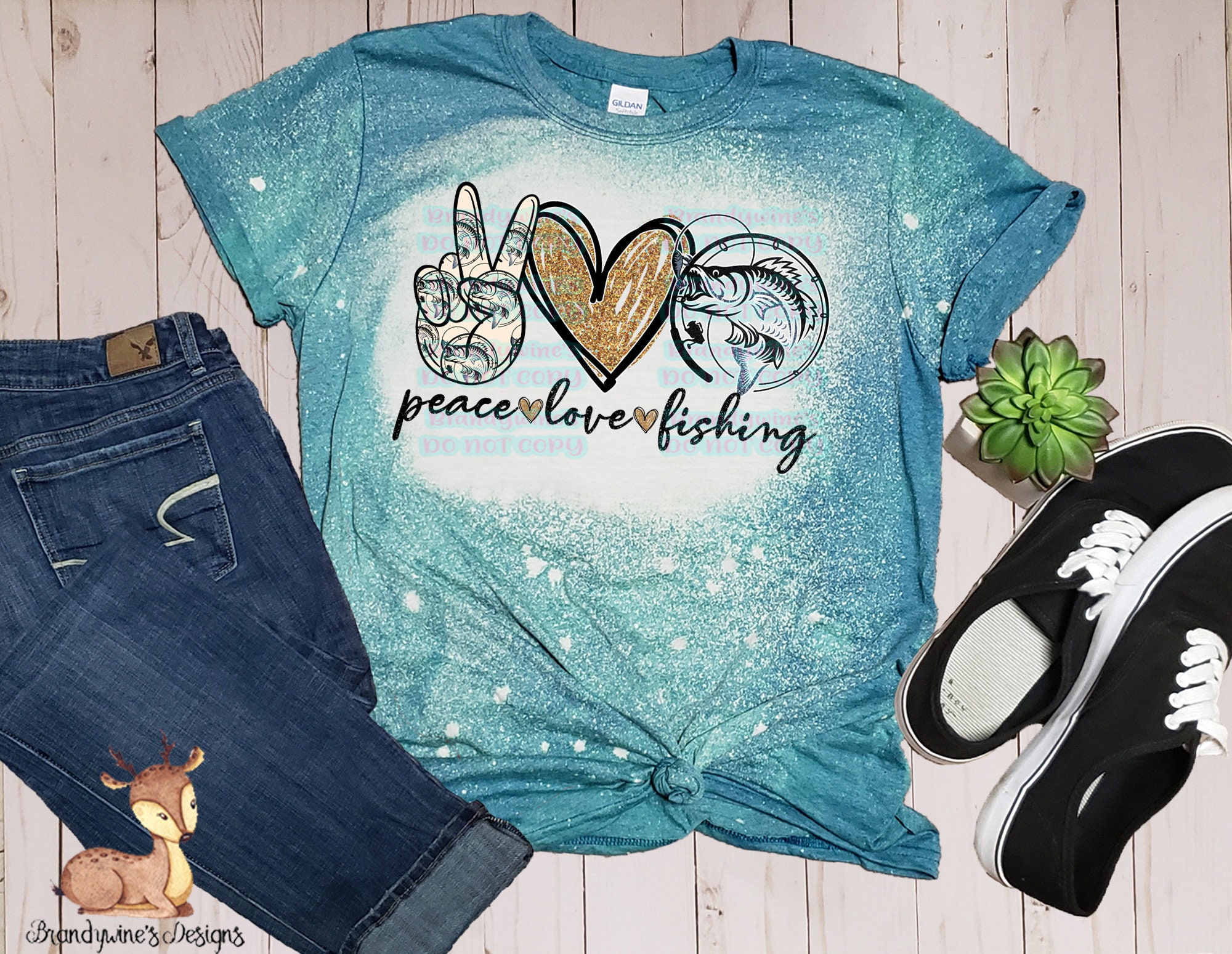 Distressed Peace Love Fishing T-Shirt | Etsy