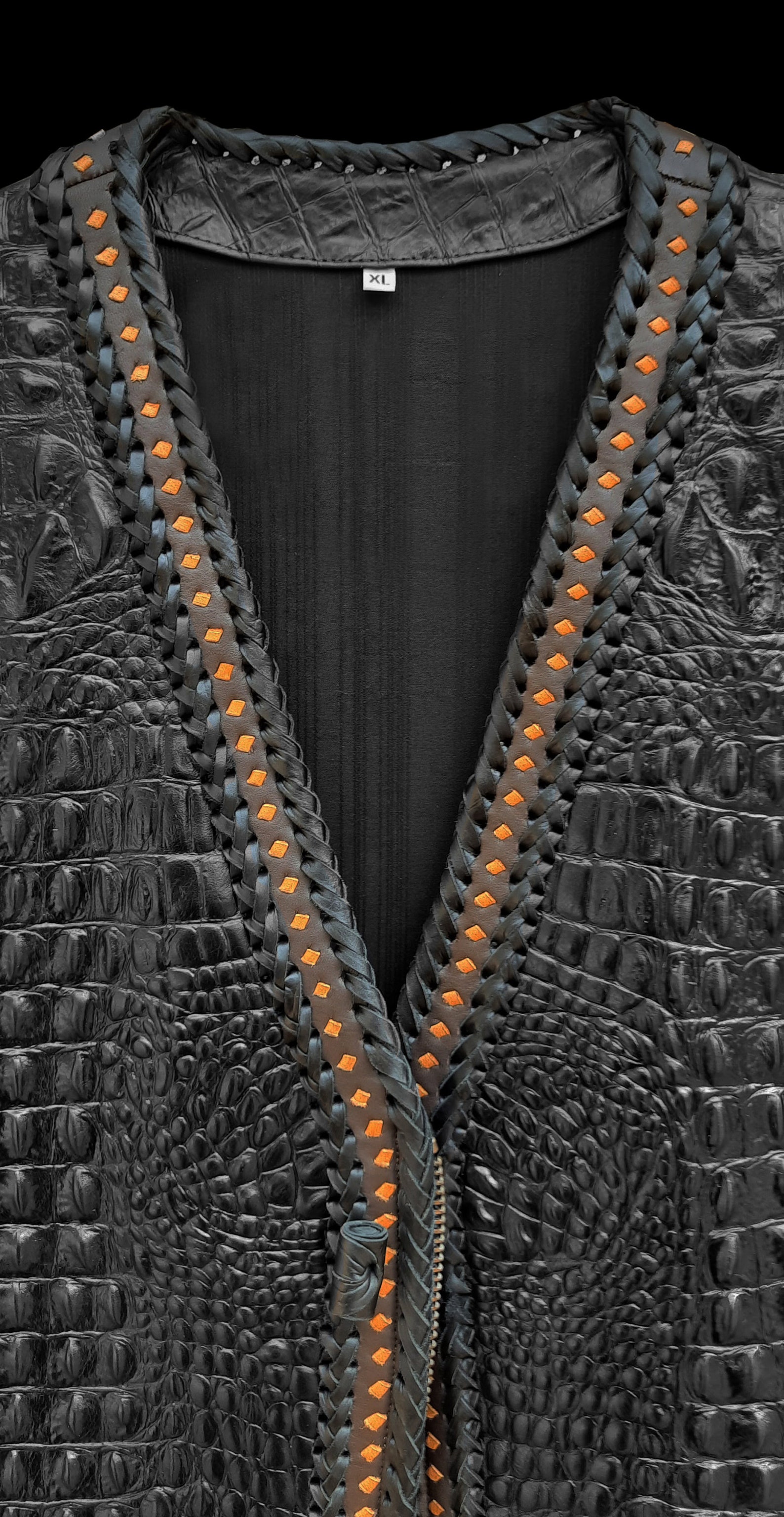 Gator Embossed Leather Vest for Bikers. 100 Handcrafted Vest. Etsy