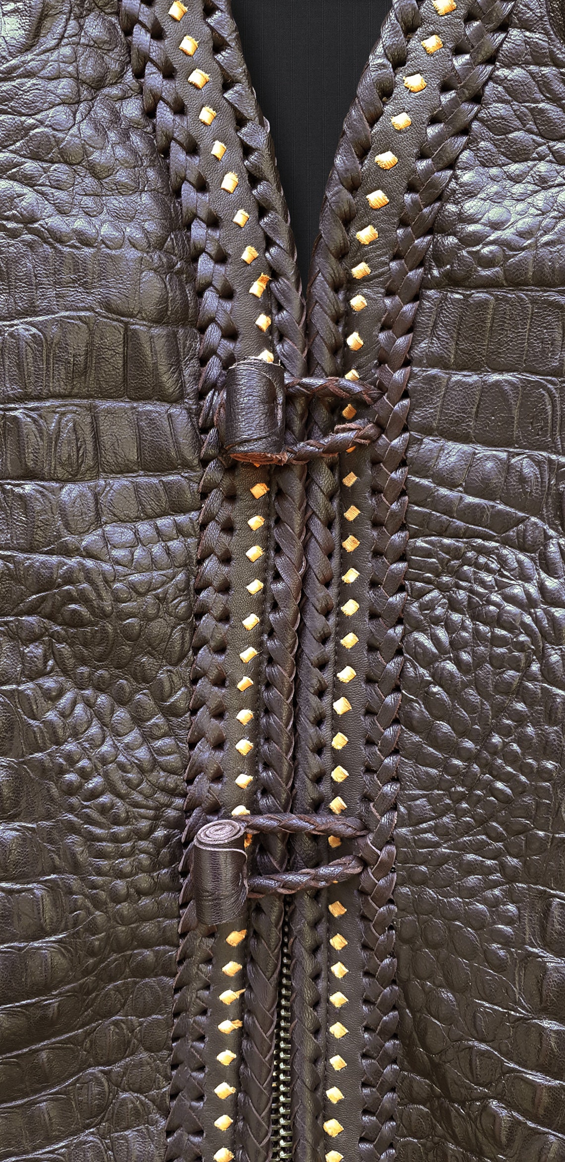 Gator Embossed Leather Vest for Bikers. 100 Handcrafted Vest. Etsy