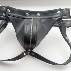 Leather Jockstraps With Zipper by Fsman Male Fetish Underwear - Etsy