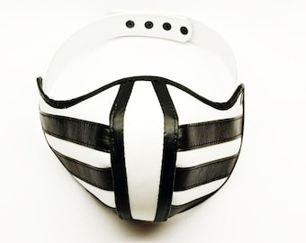 White base leather mask with lines by FSman