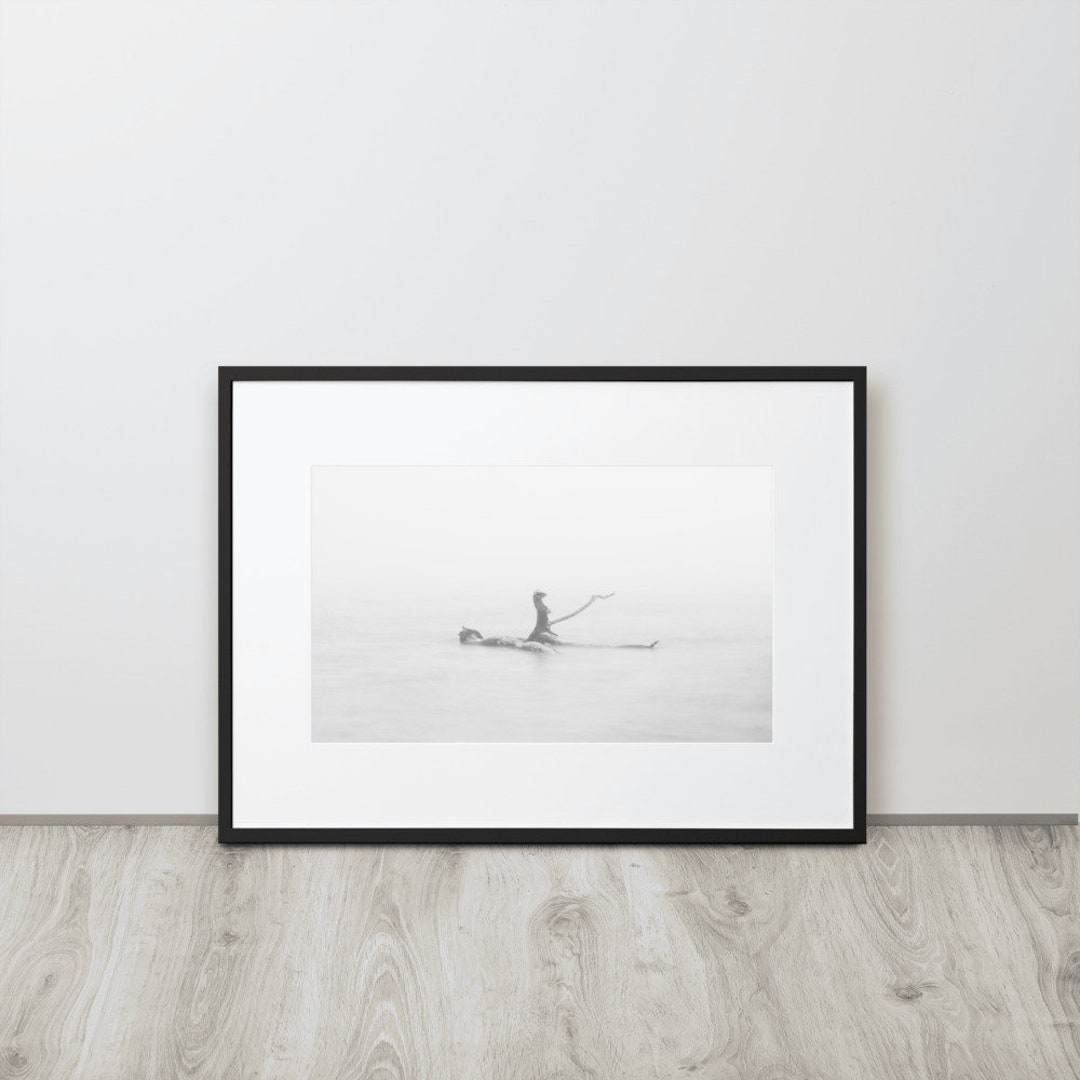Black and White Ocean Fog Photo Print Minimalist Seascape Wall Art ...