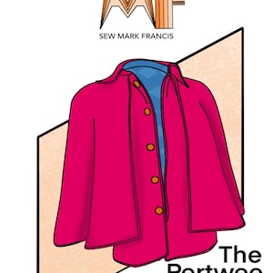 May include: Illustration of a pink jacket with a blue plaid lining and orange buttons. The text "The Pertwee Inverness 34"-54" chest" is below the jacket.