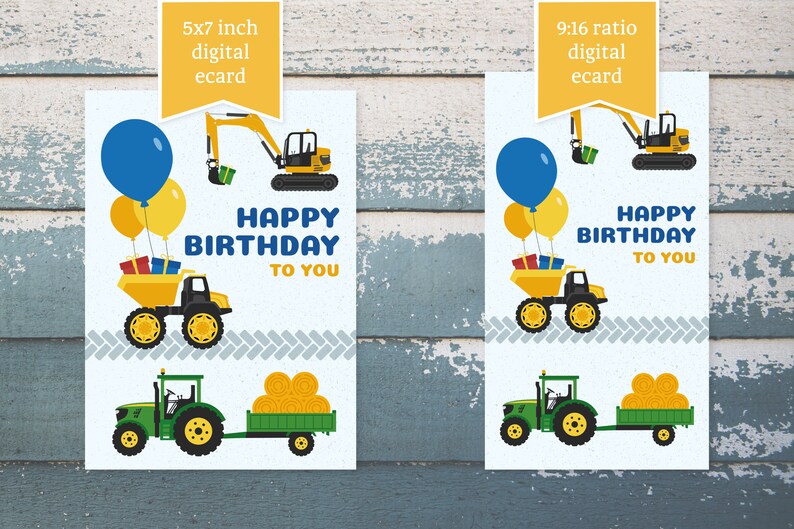 Tarjeta De Felz Cumpleaños, Tractor, Felz Cumpleaños 1º 2º 3º 4º 5º