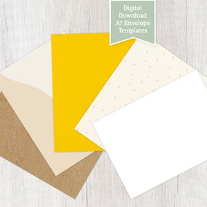 Modelli digitali busta A7 Download istantaneo stampabile / Adatto a carte da 5x7 pollici / Carta Kraft neutra coriandoli retrò classici bianchi vuoti / PDF
