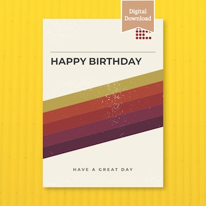 Retro Happy Birthday Instant Digital Download Printable Card | For Him Her Vintage Classic Music 80s 90s Film Video Cassette Tape Ecard