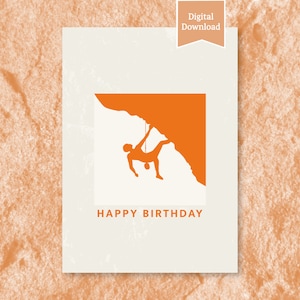 Klettern Happy Birthday Digitale Sofort Download druckbare Karte | Für Ihn Freund Mann Kletter Kletterer Abenteuer Seile Ecard | PDF JPG