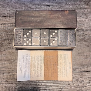 Vintage Rare Crown Dominoes Complete Double Six Set - 1950s - Original Box - Great Condition with Original Instructions