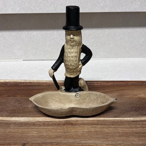 Vintage Cast Iron Mr. Peanut Dish - 1940s Advertising